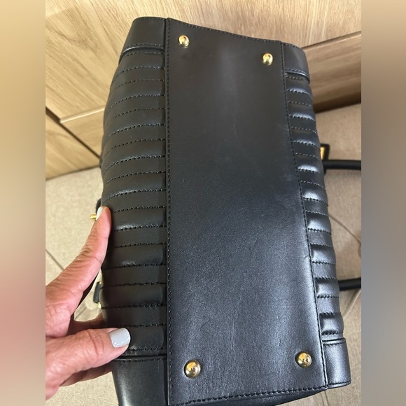 Ralph Lauren Black Leather Handbag 12 X 10 - Picture 8 of 12